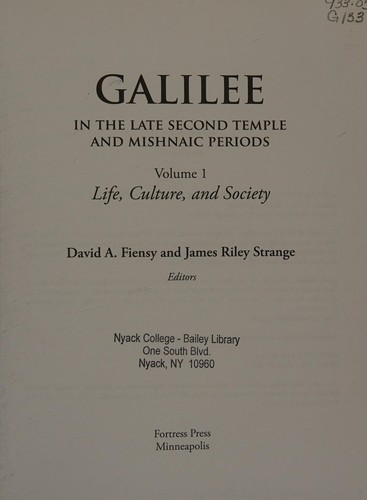 Galilee in the Late Second Temple and Mishnaic Periods