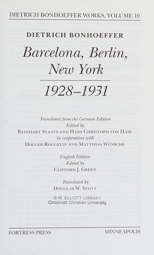 [9780800683306] Barcelona, Berlin, New York 1928/1931